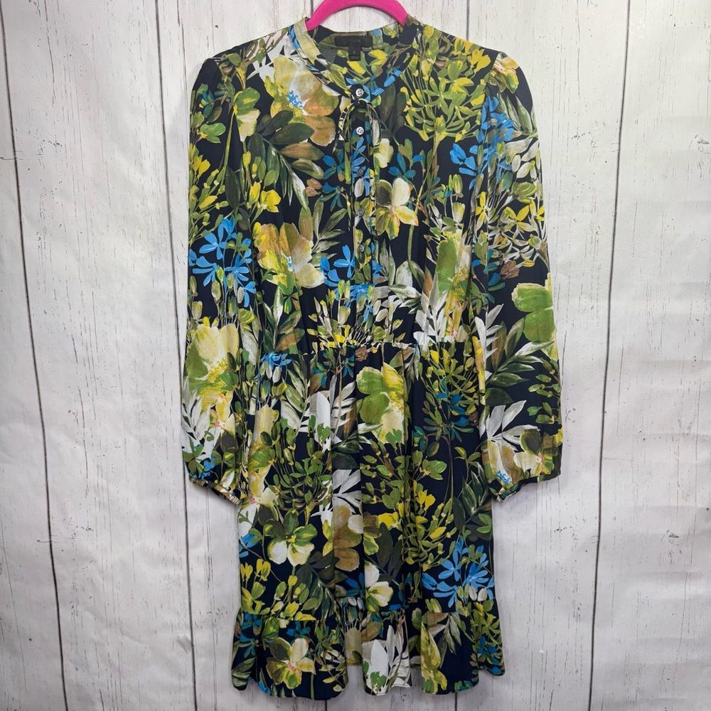 J.Crew Silk Floral Cottagecore Tie Neck Long Sleeve Dress S Romantic Feminine